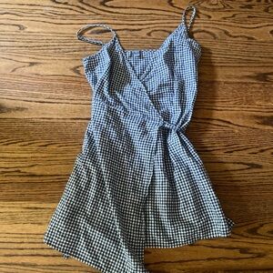 Aerie Black & White Gingham Wrap Dress - Women's Sleeveless Summer Dress